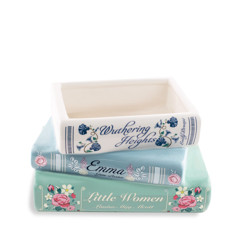 Ceramic Stacked Books Planter with Classic Titles