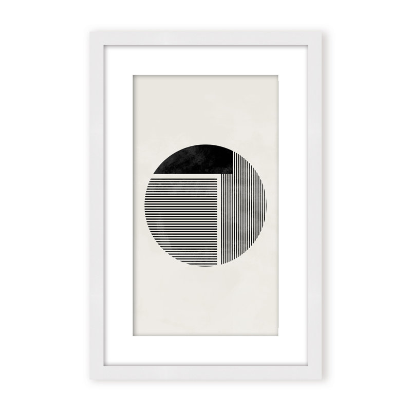Abstract Minimalist Round by  - Picture Frame Painting on Paper, Framed Canvas, 24" H x 16" W x 2.375" D, White