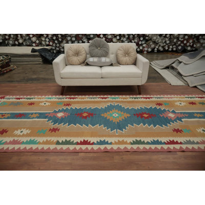Geometric Kilim Turkish Runner Rug 5x15