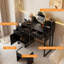 Meuble-lavabo avec 4 tiroirs de rangement - Meuble-lavabo moderne avec station de charge, noir Meuble-lavabo avec commode réversible