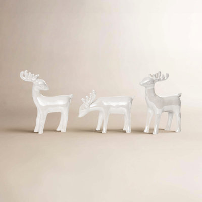 3-Piece Ceramic Reindeer Figurine Set
