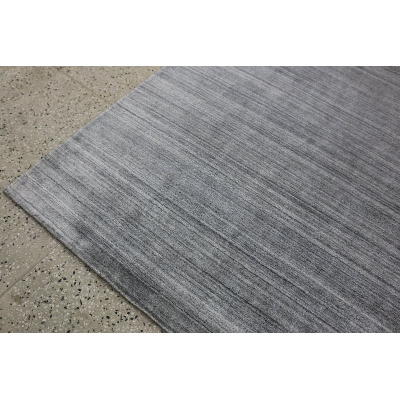 Tapis tissé à la main | Tapis en laine et bambou en soie moderne | Tapis d'intérieur argenté 9 mm, Rectangulaire 8 pi x 10 pi