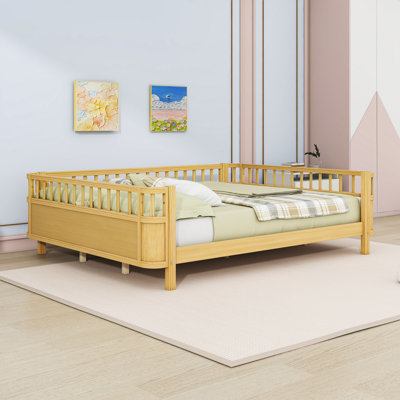 Queen Wood Platform Bed with Rails
