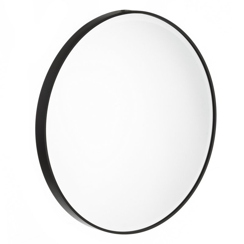 Letendre Metal Flat Wall Mirror, Black
