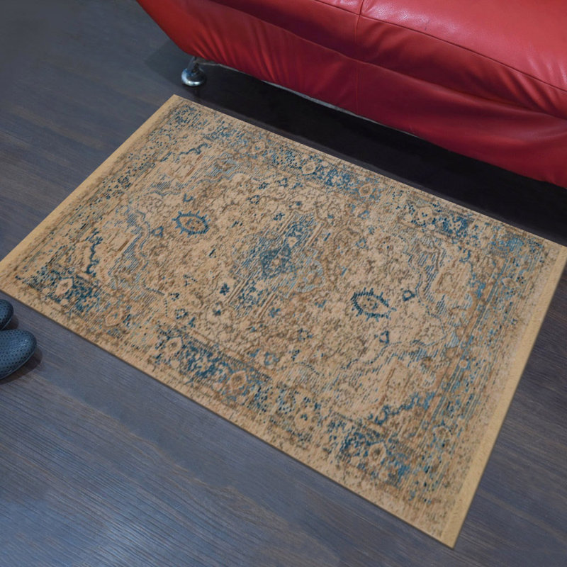 MACHINE MADE POLYESTER AREA RUGS  - Rectangle | Gray Blue Color, Oriental Design, Low Pile Machine Made Area Rugs for Living Room, Bed Room