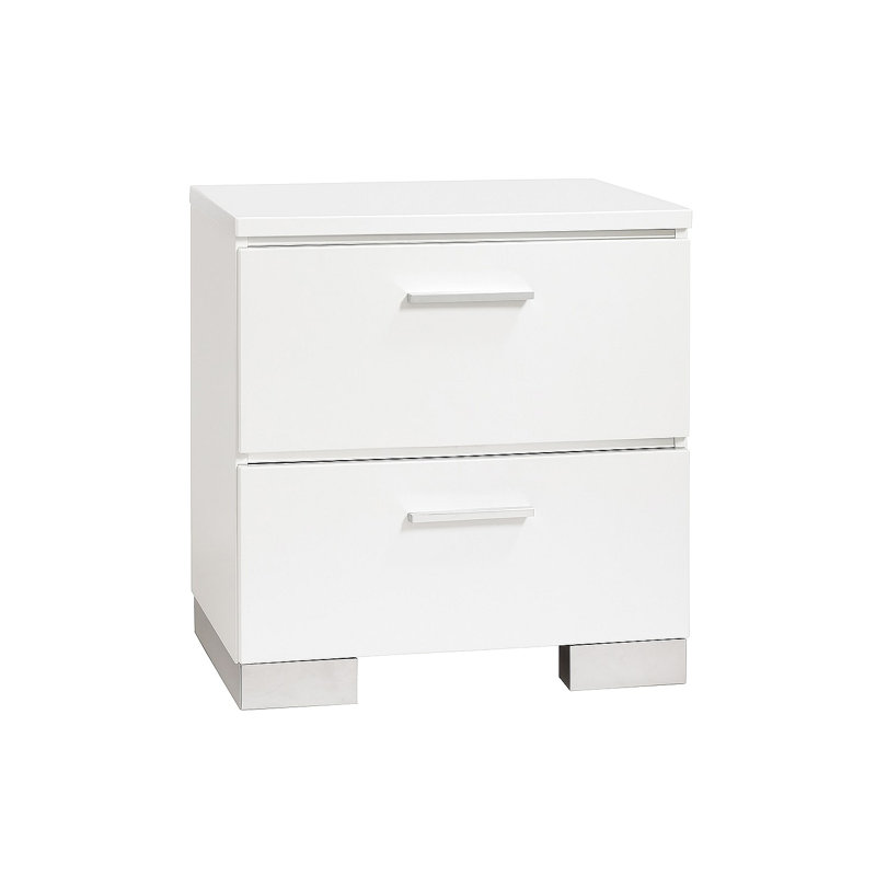 Table de chevet avec chargeur USB et pieds chromés