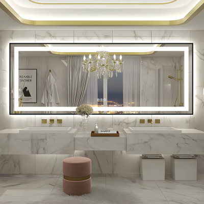 Adorna UL Certified Dimmable LED Bathroom Mirror with 3-Colour Lighting, Anti-Fog & Sleek Black Frame