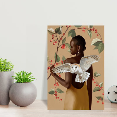 Graceful Woman Barn Owl by Nadjaa - Wrapped Canvas Print