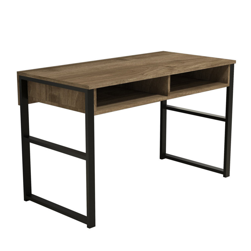 Estrella Metal Base Writing Desk, Walnut