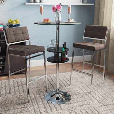 Macaire Round Glass Top Metal Base Dining Table