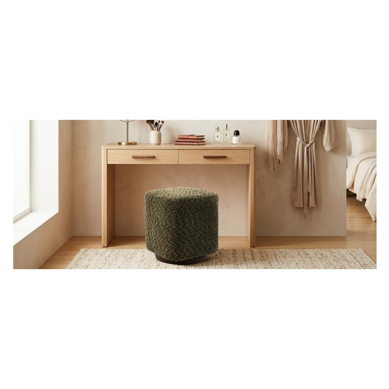 Tabouret de coiffeuse pivotant à 360 degrés avec revêtement en polyester olive