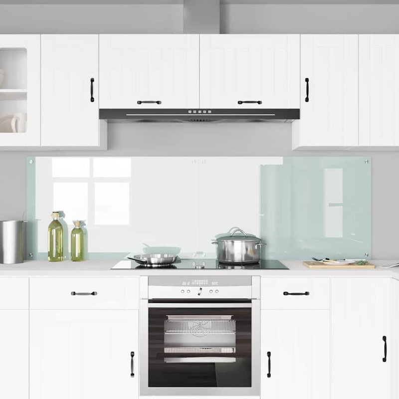 Vidaxl Kitchen Backsplash White 80 X 40 Cm Tempered Glass, 60cm H x 100cm W, White