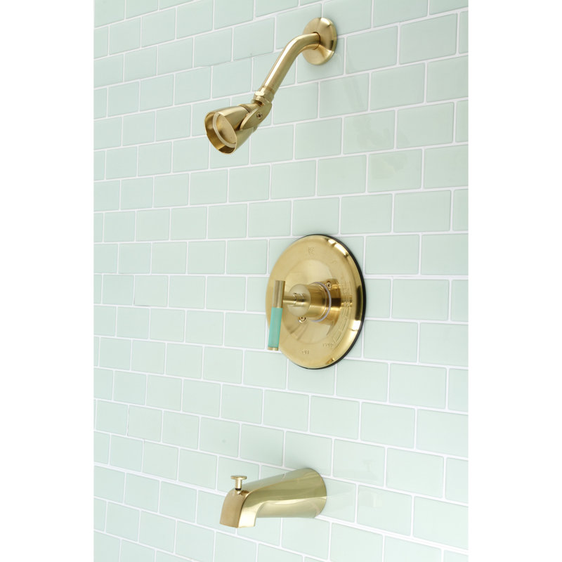 Kingston Brass Kaiser Single-Handle Pressure Balanced Tub and Shower Faucet, Brushed Brass