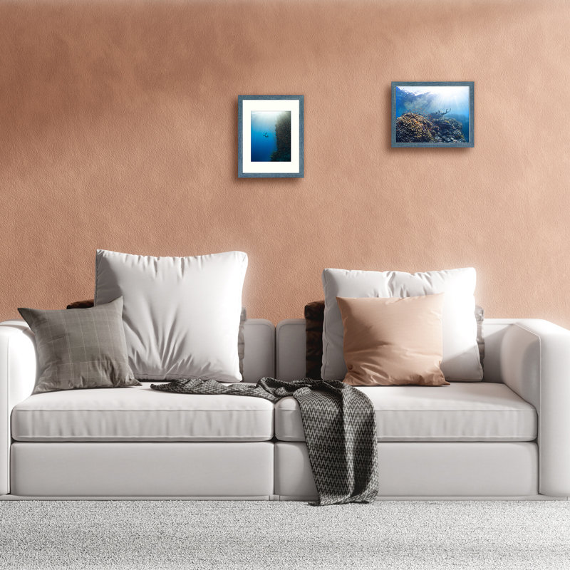 Cadres photos muraux Matte Gallery - Basics by Wayfair ™, 11 po x 14 po emmêlé à 8 po x 10 po, Bleu