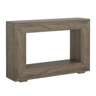 Evan Console Table, 47 Inch Rectangular Top, Rustic Grey, Open Shelf