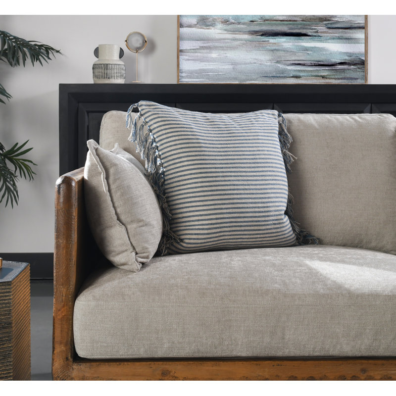 Benny 20" Square Throw Pillow, Blue Natural