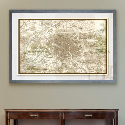 " Custom Sepia Map Of Paris " by Paul Cezanne