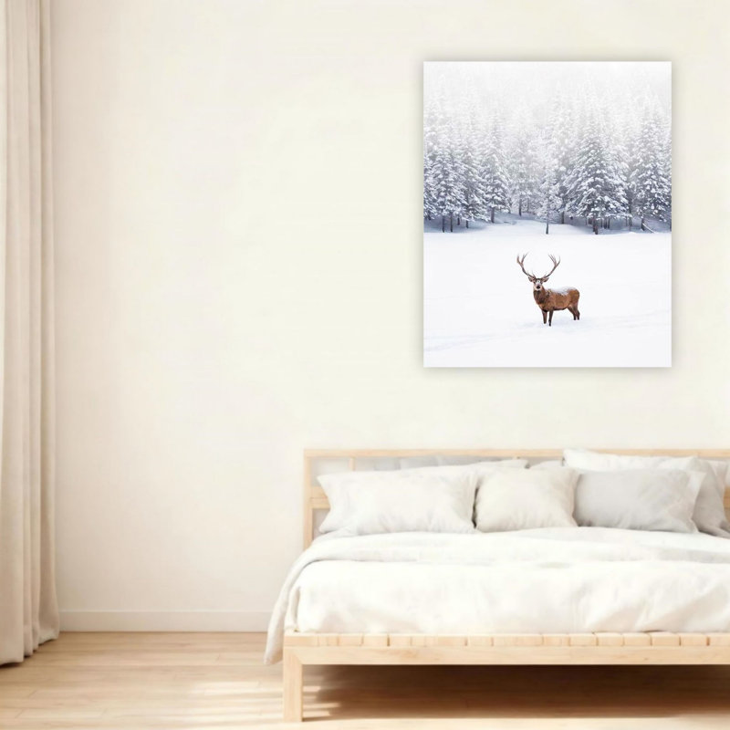Art mural sur toile 24 "x 36" majestueux dans un paysage de forêt enneigée