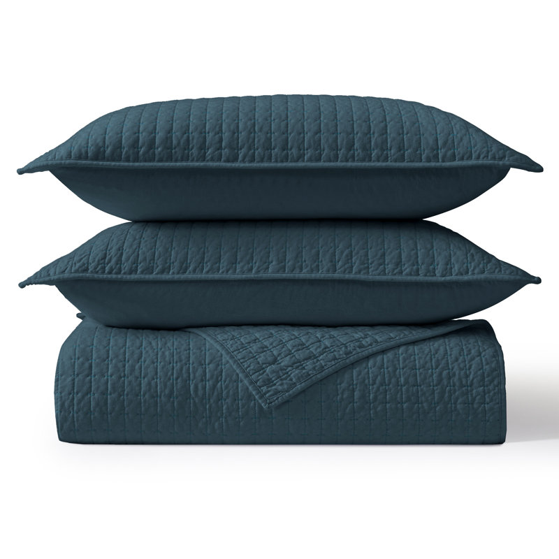 Wonderful 100% Cotton Jersey Quilt Set, Queen Quilt + 2 Standard Shams, Dark Teal