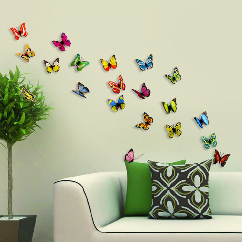 Décalcomanie murale autocollante papillons 3d