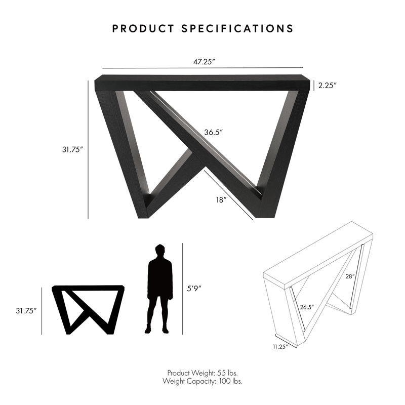Console Blinny l 47,25 po, Noir