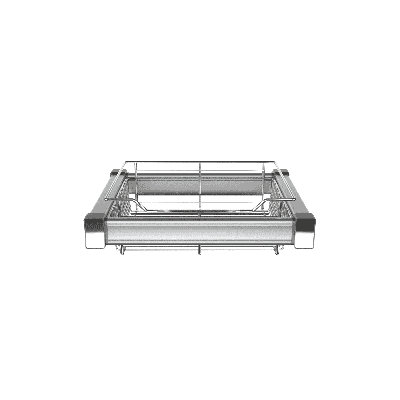 Chrome Premium 16.5" Full-Extension Slide-out Wire Basket with Aluminum Frame - Shallow 5.1" Height