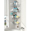 Rangement de poteau de douche pour coin de douche - Organisateur de salle de bain en acier inoxydable avec tablettes à 4 niveaux, finition blanche résistante à la rouille, réglable 22-114,2 po, installation sans perceuse