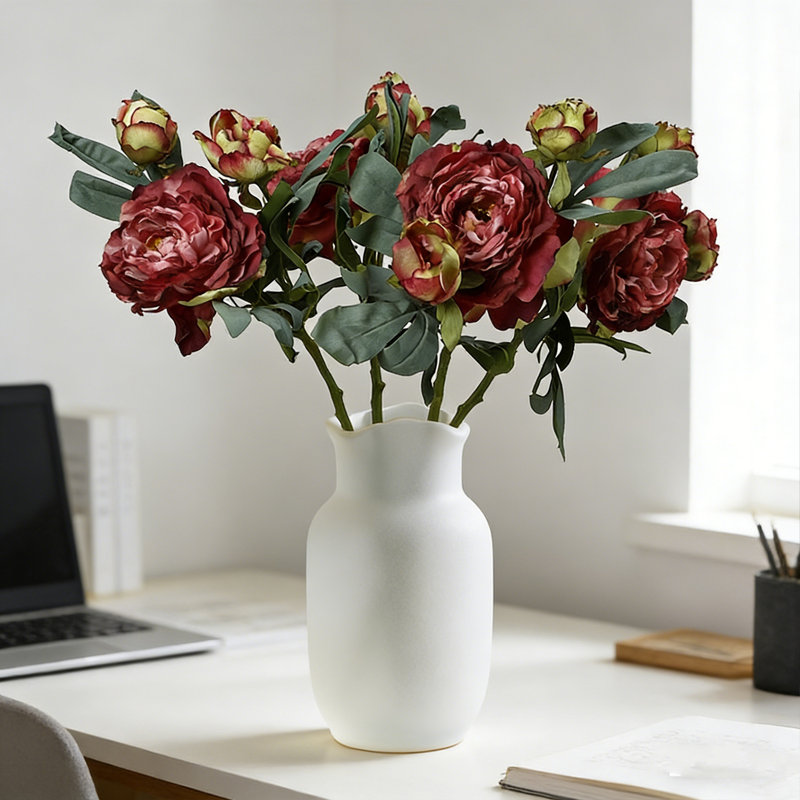 1Pc Simulation Peony Flower, Realistic Artificial Silk Flower, Wedding Table Center Decoration, Home Decoration, Bride Bouquet Flower Arrangement
