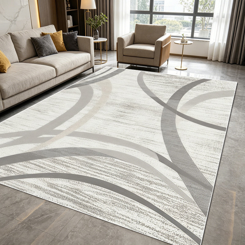 1PC neutral muted tone distressed geometric arc swirl area rugs for Living Room, Soft and Comfortable, Suitable for all seasons, easy-to-maintain, machine washable Indoor floor mat, Under Table Farmhouse suitable for dining room, bedroom, entryway,