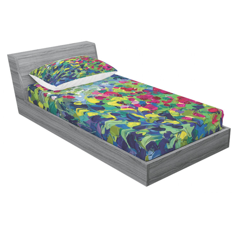Microfiber Floral Sheet Set, Twin XL Sheet Set with Fitted Sheet