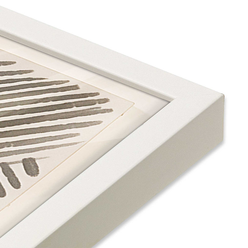 Illusion linéaire moderne I, Cadre simple blanc opaque, H 17,5 po x l 17,5 po