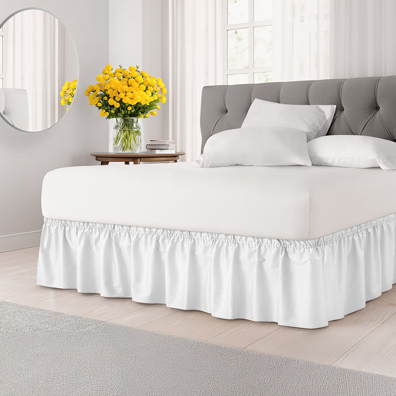 Jupe de lit à volants, Blanc, 12", Grand