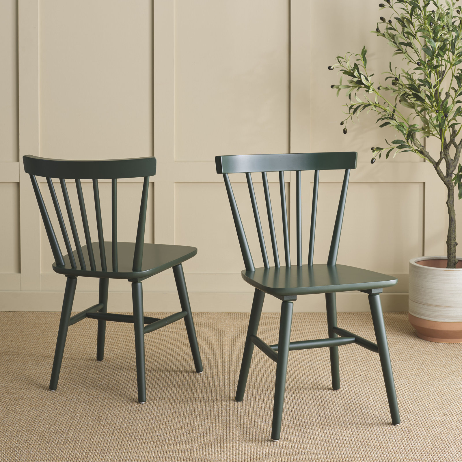 Antoya Solid Wood Dining Chair, Garden Green