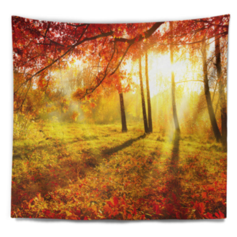 Tapisserie et arbres de chute rouge jaune en polyester avec accessoires suspendus inclus, H 68 po x l 80 po