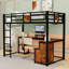 Lit mezzanine simple en métal avec bureau intégré et 2 tiroirs