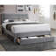 Lit de luxe 1 chambre double de style contemporain avec tête de lit et tiroir de rangement en velours côtelé gris
