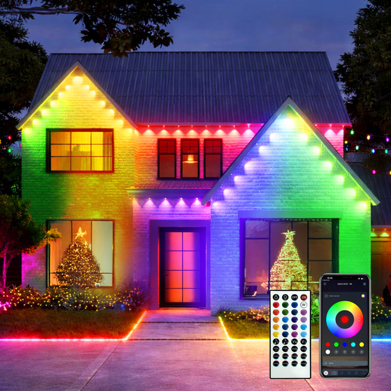 Éclairage extérieur permanent, éclairage RVB avec application et télécommande, minuterie, IP67 imperméable pour la décoration de jardin de patio