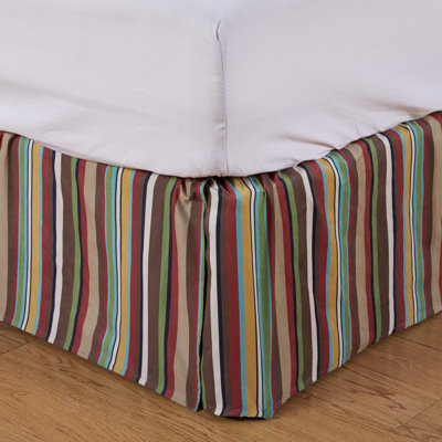 Tammy Turquoise Tan Yellow Stripe Classic Western Bed Skirt