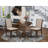 3 Piece Wooden Dining Table Set Contains 1 Round Pedestal Dining Table and 2 Light Tan Linen Fabric Dinning Room Chairs with High Back - Mahogany Finish