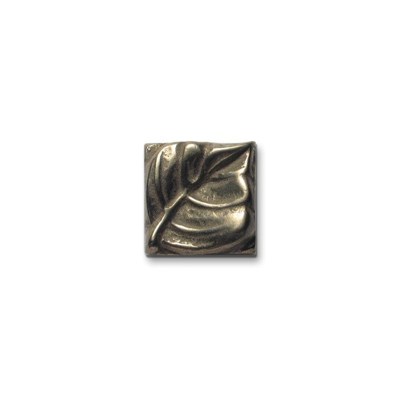 Aspen Leaf Bronze Square Knob, White Bronze