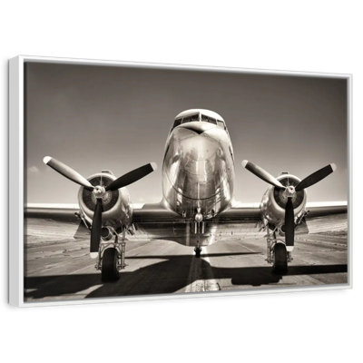Avion rétro noir et blanc