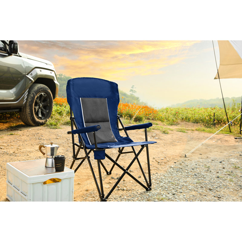 Heavy Duty Portable Lawn Chair With High Back, 250Lbs Load, Navy Blue, Comfortable Sitting Position, Suitable For Garden And Outdoor Back Relaxation, Capacity, Collapsible Lightweight,