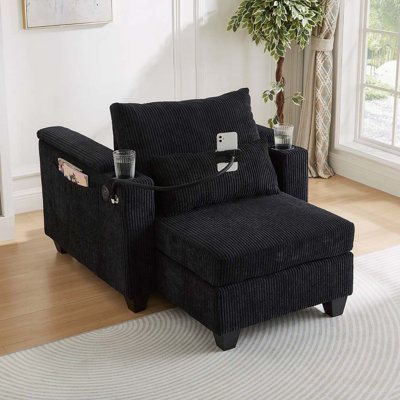 Canapé-lit 37,4 po Canapé-lit Corduroy avec ports USB