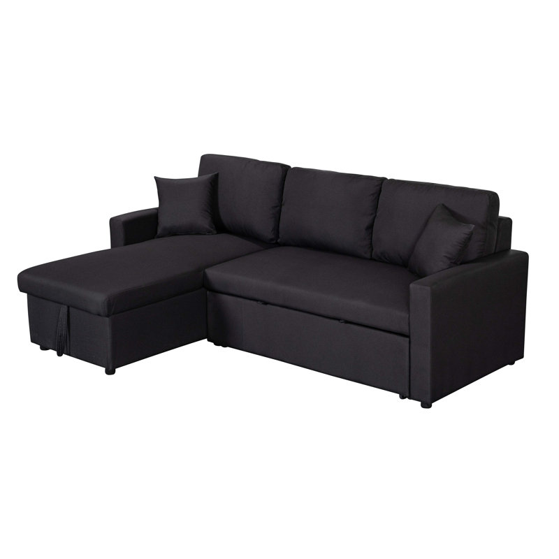 Canapé modulaire réversible en tissu de lin l 82 po avec méridienne de rangement
