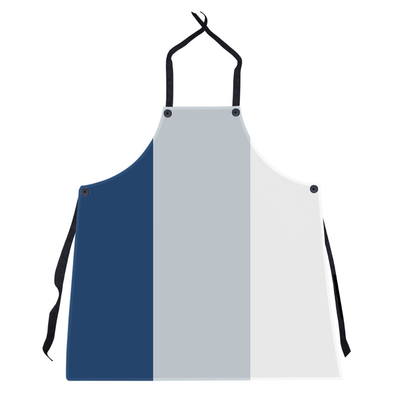 No Pattern Bib Apron, Navy Blue/Silver/White