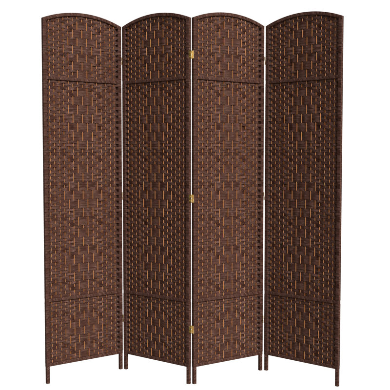 Cloison pliante en fibres tissées hautes H 82,75 po Ardian, 4 panneaux, Café noir