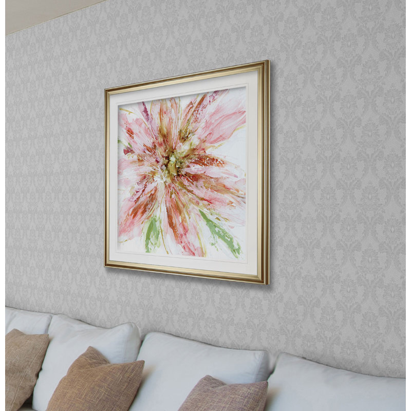 « floral strokes i », impression encadrée, H 27 po x l 27 po x P 1,5 po, Cadre doré