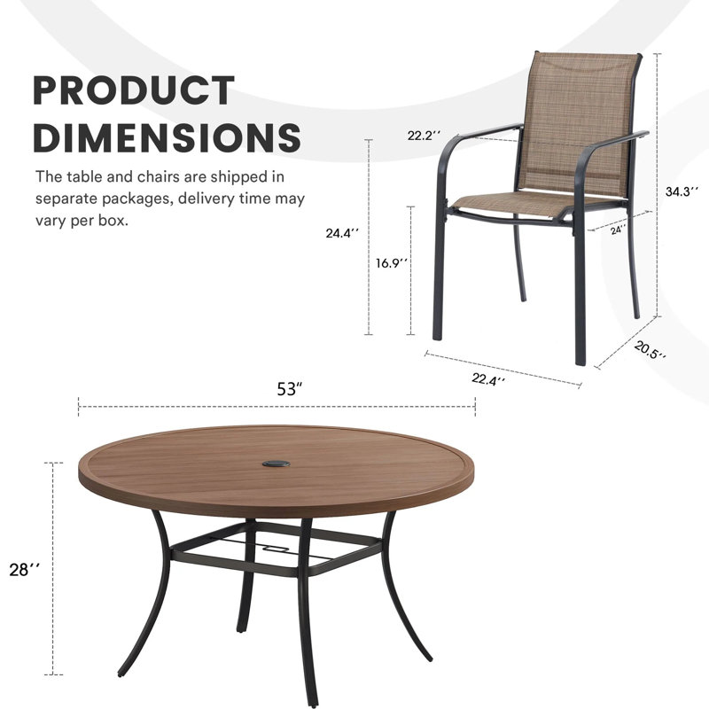 8 - Person Round Outdoor Dining Set, Walnut/Brown