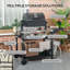Chariot de gril extérieur avec table d'appoint pliable, four à pizza multifonctionnel en acier inoxydable de 46 po x 21,75 po avec trois tablettes, table de préparation des aliments mobile sur roulettes