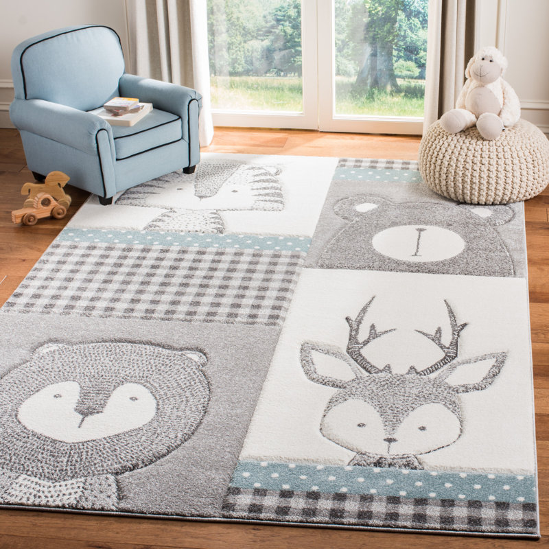 Tapis gris à imprimé animal Glantz, Rectangle 6 pi 7 po x 9 pi